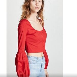 STAUD Red bubble sleeve Monica top size XS Perfect condition